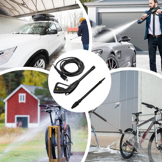 Detailing Auto Reinigingspistool Interieur -Autowaspistool -Hogedrukpistool - verstelbare sproeikop en sproeibalk - 5 meter hogedrukslang -Turbo Reinigingsspuitpistool - Drukspuitpistool - Autowasaccessoires - Ruitenreinigingsspuitpistool - Zwart van Merkloos	 — afbeelding 3