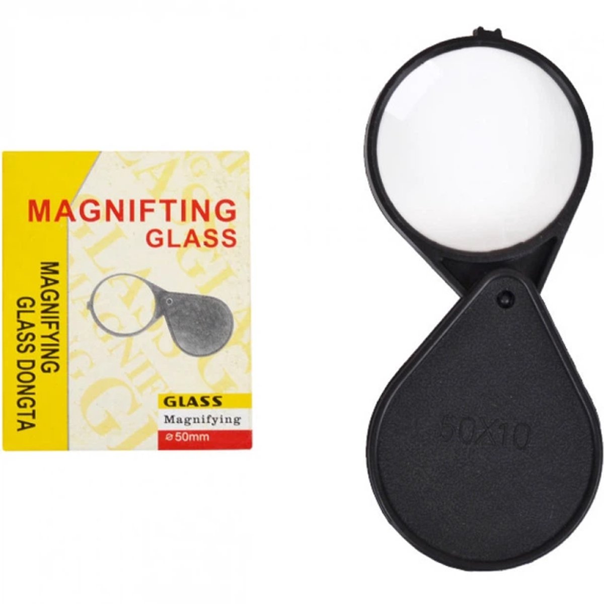 Loep Opvouwbaar - magnifting - loep van 50 mm - hardcase - Glass