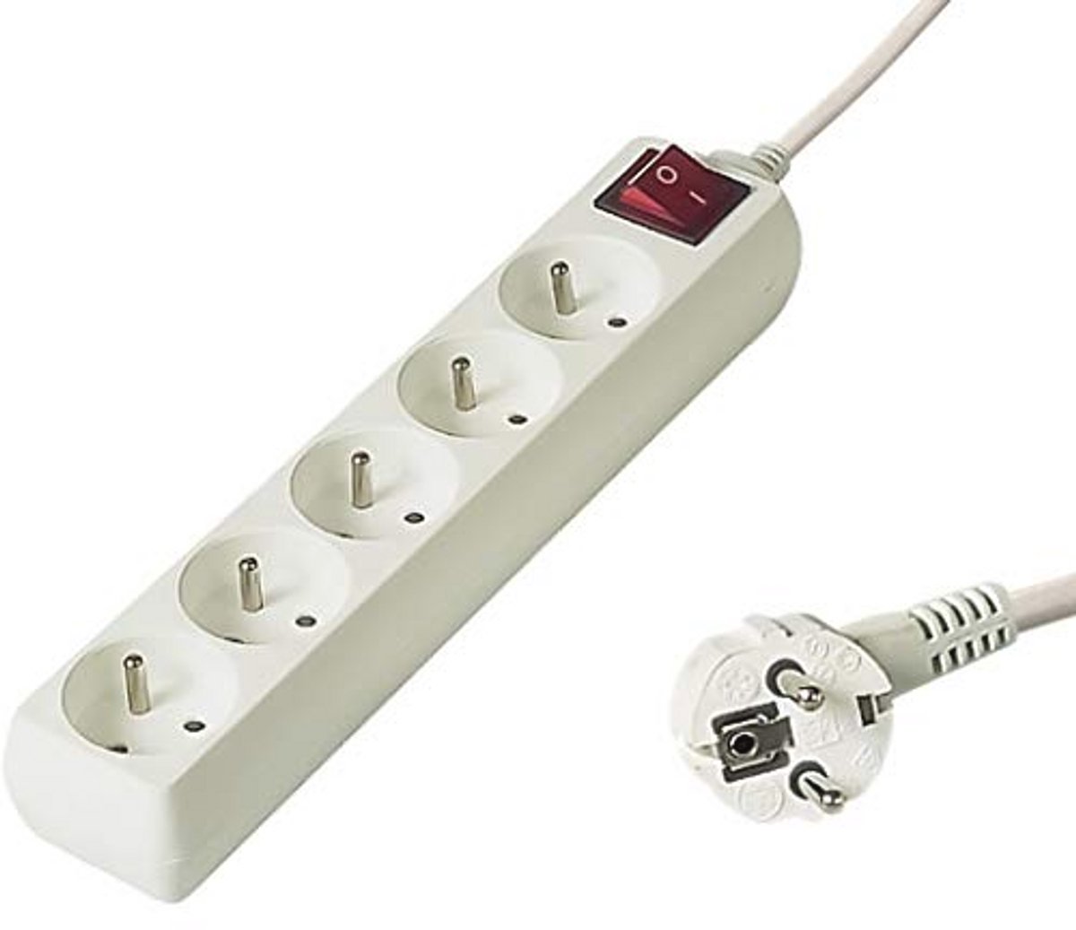 Verlengkabel 250V met 5 stopcontacten - 2 meter