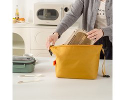 Geïsoleerde lunchtas voor één persoon, lunchbox van aluminiumfolie, koelelement, draagbare tas voor het bewaren van eten voor het avondeten/picknicken (geel)