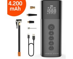 Draagbare luchtcompressor - elektrische fietspomp - bandenpomp voor auto, motor, fiets, bal, luchtbed - Krachtig: 6.000 mAh