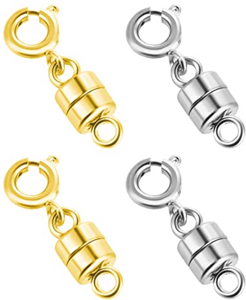 Magnetische Ketting Sluitingen - 4 Stuk Sieraden Connectoren voor Armbanden en Ketten (Goud en Zilver)