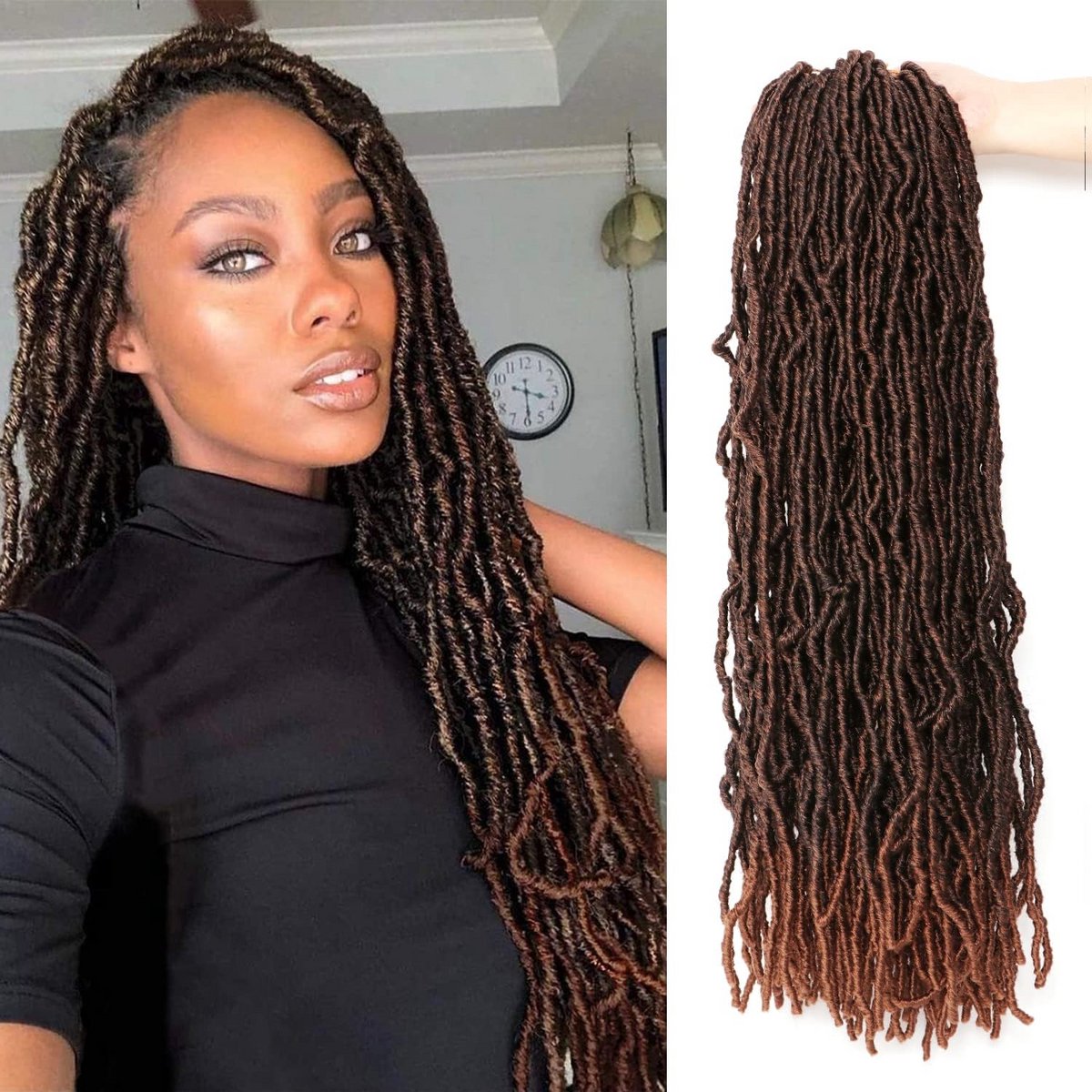 Faux Locs Gehaakt Haar - Synthetische Vlecht Extensions (24 Inch, Set van 7)