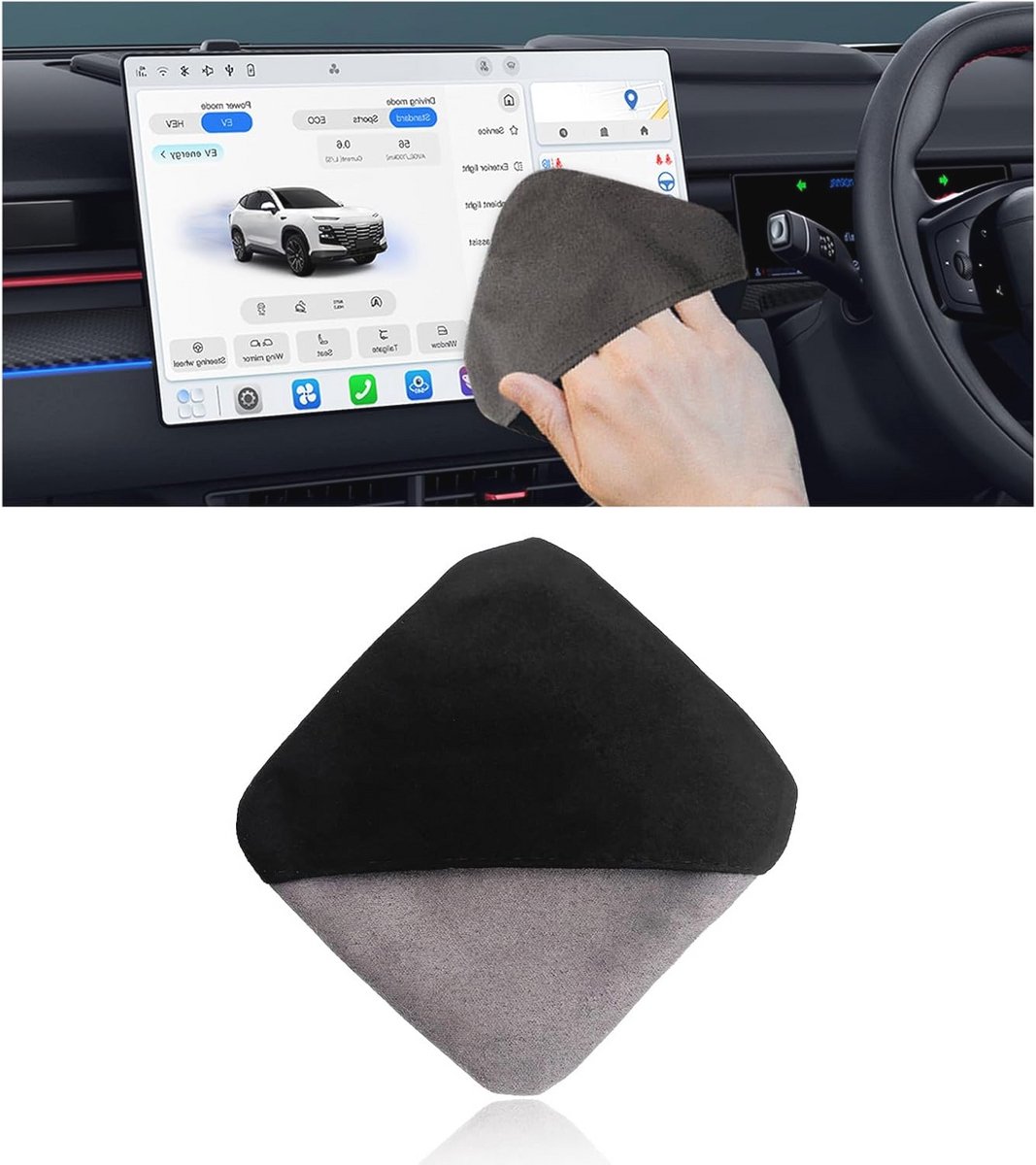 Microfiber Reinigingsdoek voor Auto - 4,1" × 4,1" Vierkant - Zachte Doek voor Touchscreen en Centraal Controle Scherm - Universele Auto Accessoires