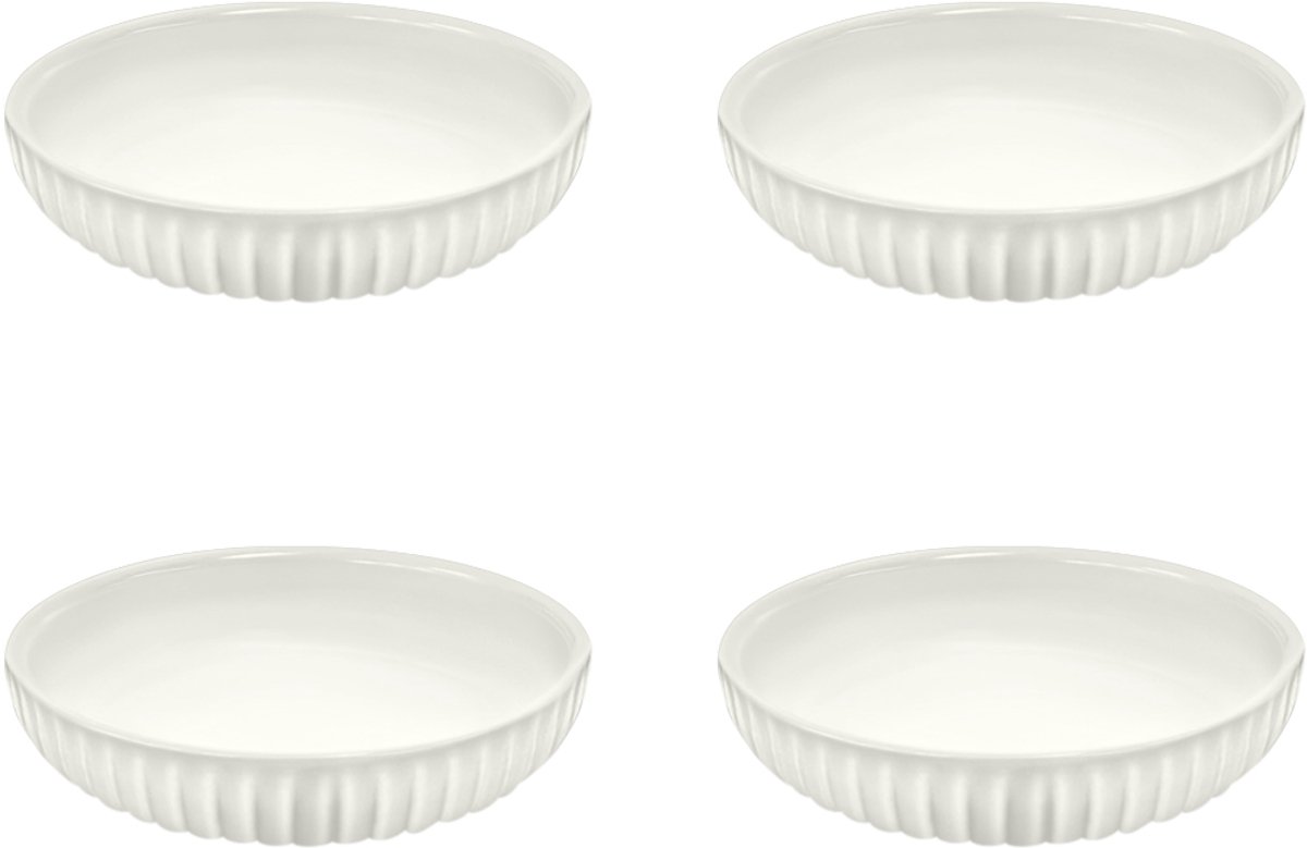 Purepeak Theezakjes Schoteltjes Set 4 Stuks - Sausbakjes - Borrel Schaaltjes - Wit - Theetip - Aperitiefschaaltjes - Theezakjeshouder