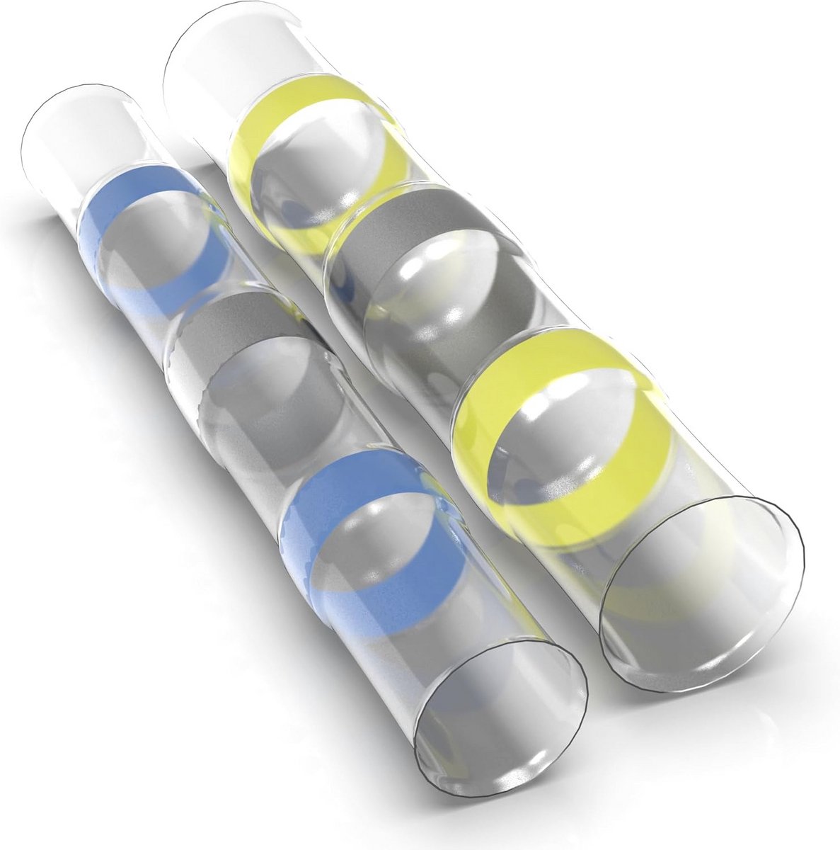 Soldeerverbinder Set - Krimpconnectoren - Waterdicht Verbinden - Hoge Temperatuur Bestendig - 25 Stuks - Blauw Geel