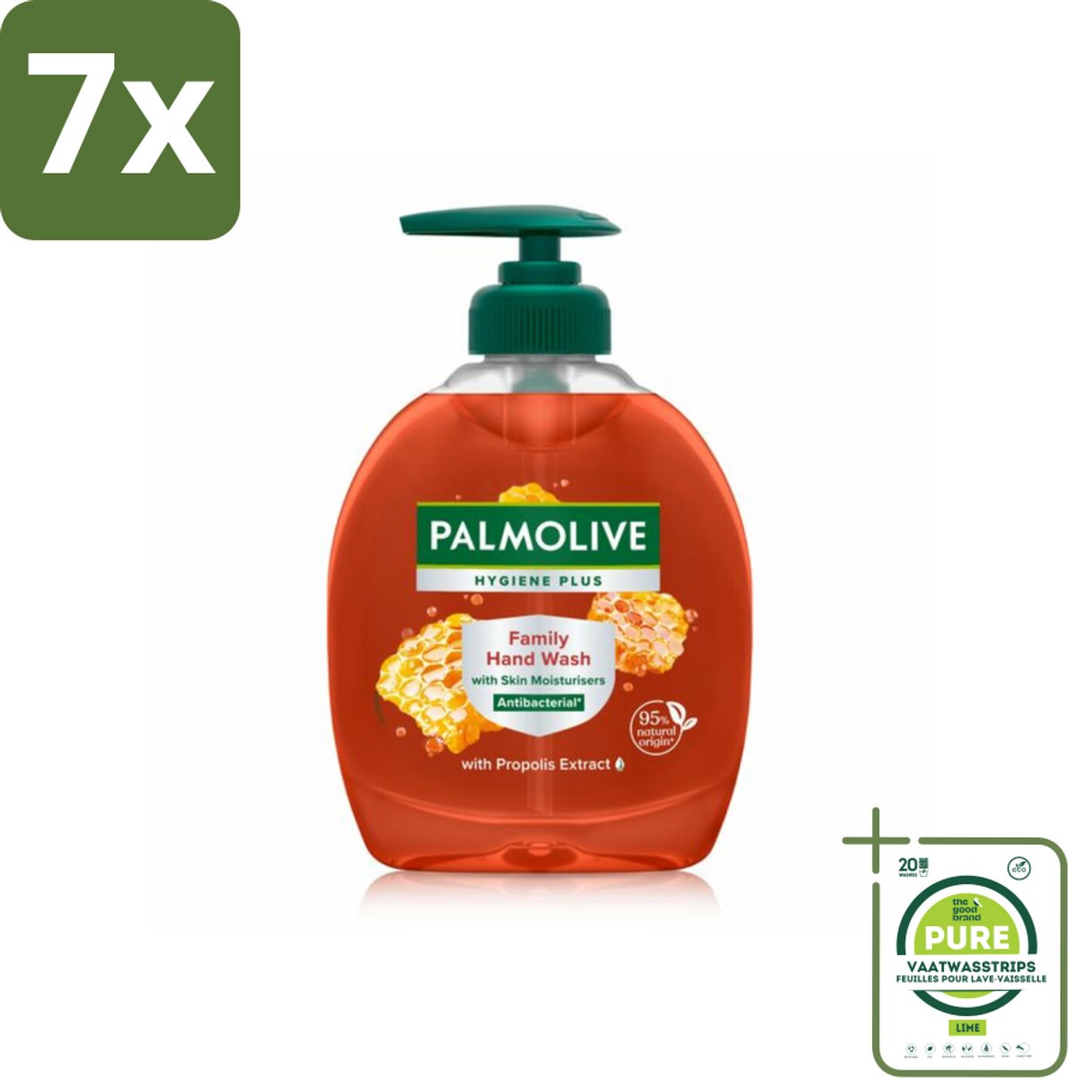 7 x Palmolive - Hygiëne Plus Family - Handzeep Met Pomp - Voor het Hele Gezin - 300 ml - Grootverpakking - Handzeep - Vloeibare Zeep - Gezin - Hygiëne - Bacteriën