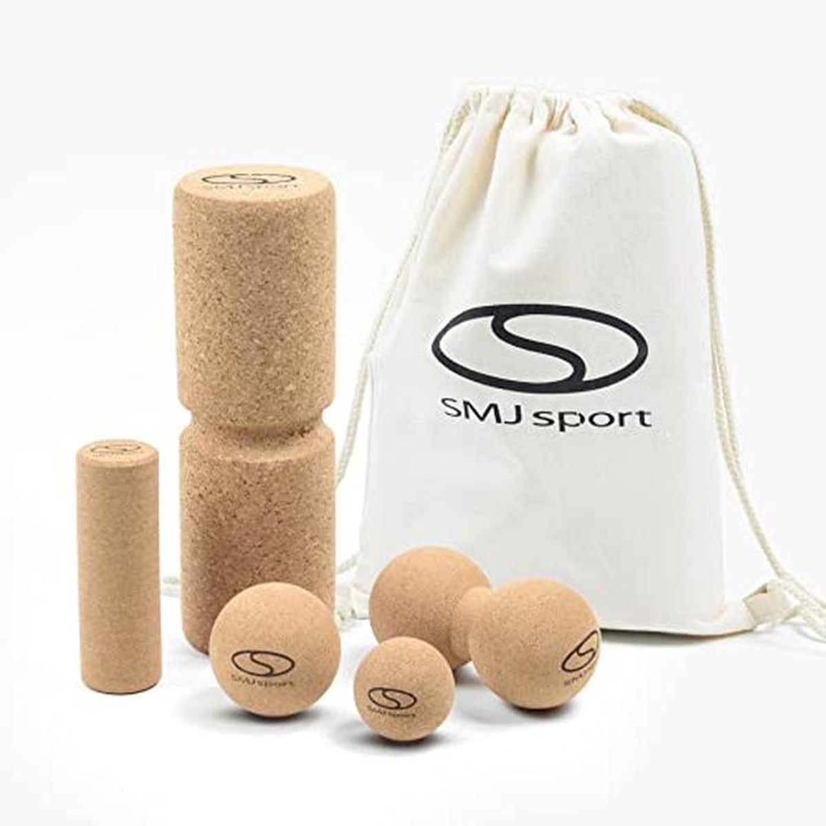 Fasciarolset van Kurk | 6-delige Massage Set inclusief Gymtas | Massagerol, Fasciabal, Peanut Bal | Ideaal voor Spierontspanning en Herstel