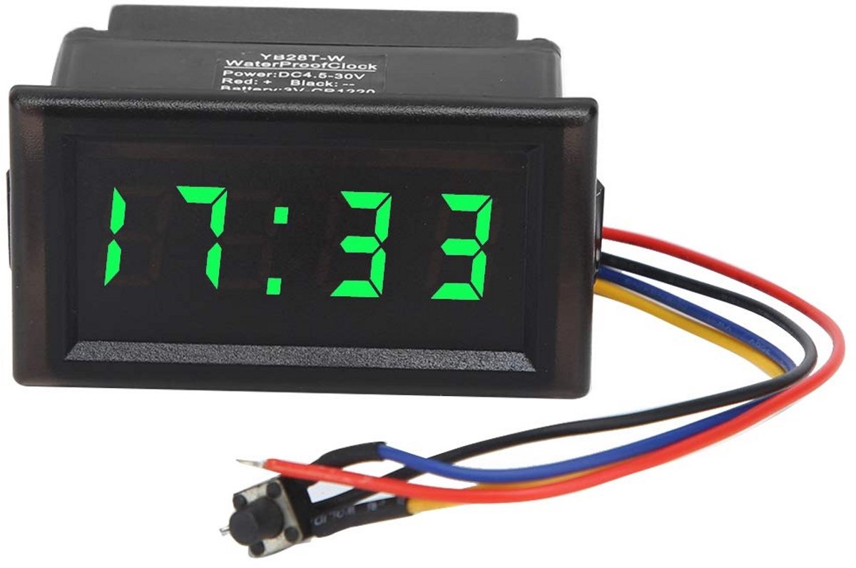 Waterdichte en stofdichte digitale klok voor auto met LED-display