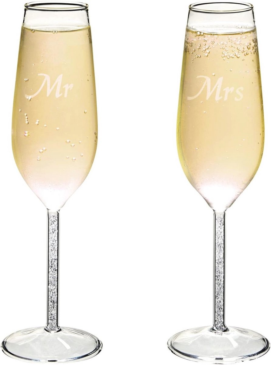 Set van 2 gegraveerde champagneglazen voor bruiloften