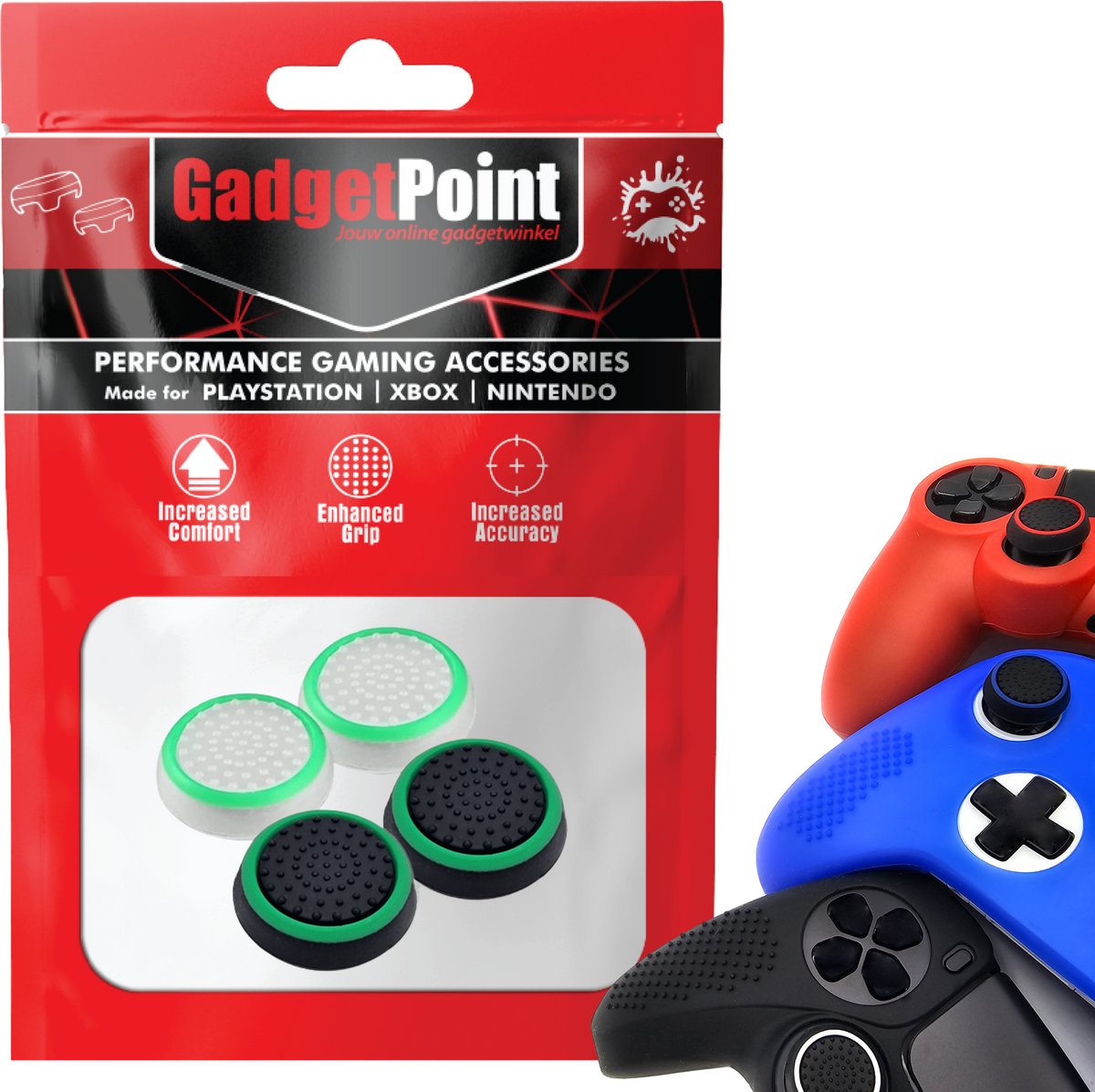Bol.com Gadgetpoint - Thumb Grips voor PlayStation, PS5, Xbox X/S, One & Switch Pro Controller - Gaming Thumbgrips - Performance... aanbieding
