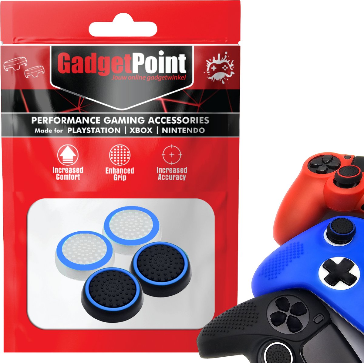 Bol.com Gadgetpoint - Thumb Grips voor PlayStation, PS5, Xbox X/S, One & Switch Pro Controller - Gaming Thumbgrips - Performance... aanbieding