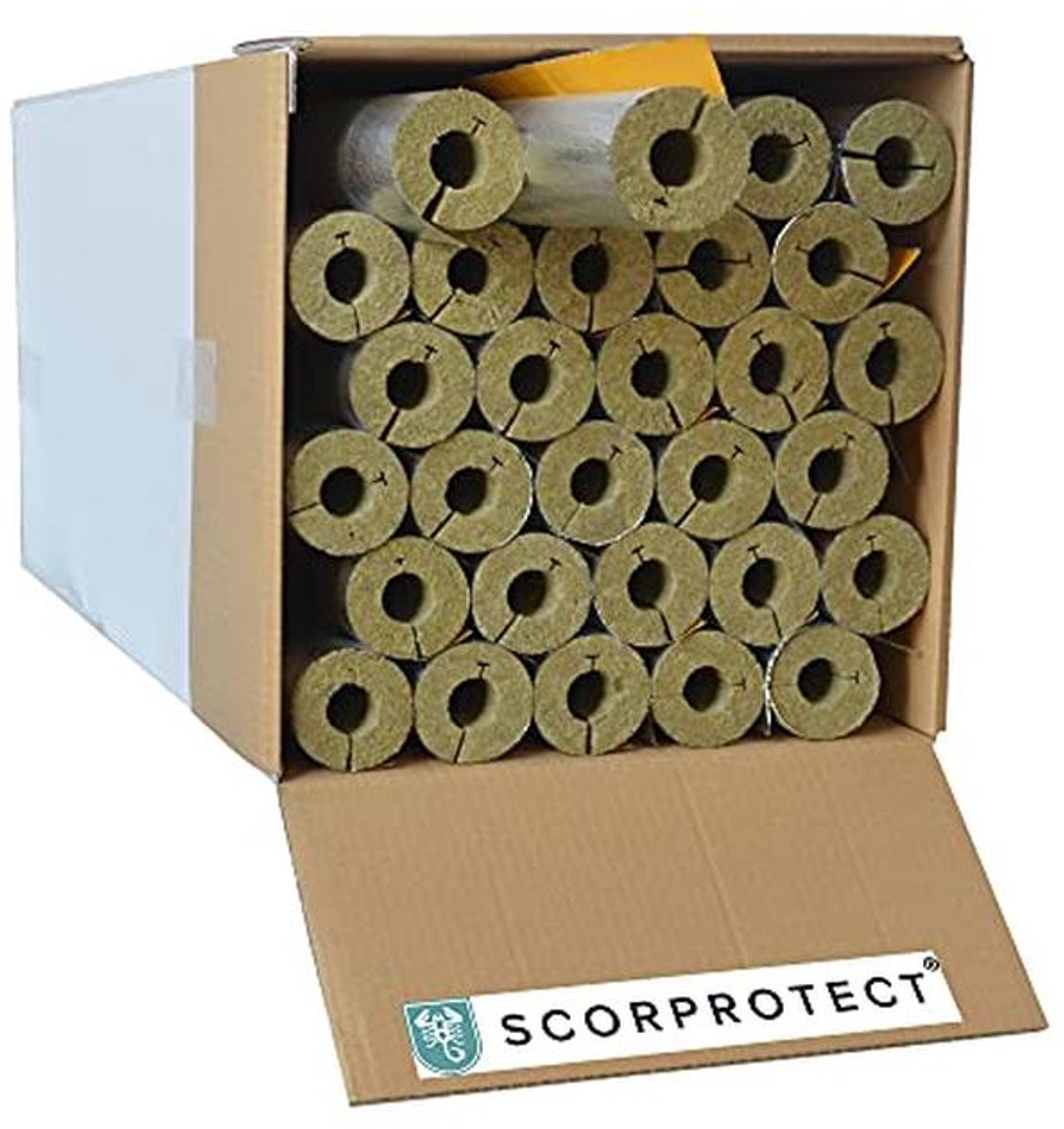 Steenwol buisschaal met aluminium ommanteling - Isolatie voor leidingen (28 x 20 mm)