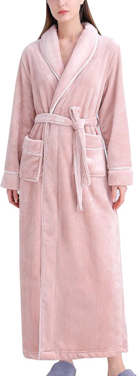 Lange Badjas voor Vrouwen - Zachte Fleece Nachtkleding en Housecoat