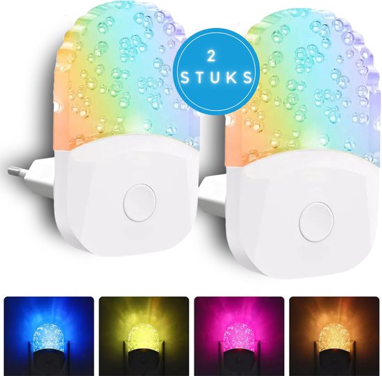 Fienosa LED Nachtlampje Stopcontact RGB Kleuren lampje - Dag & Nacht Sensor - 2 Stuks - Fienosa van Merkloos — afbeelding 3