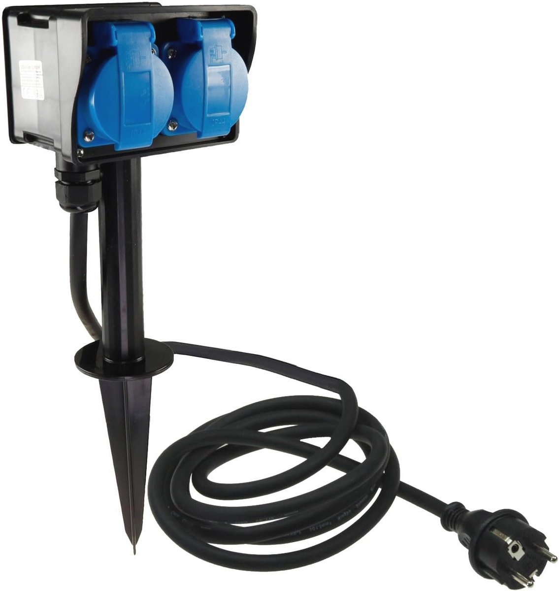 Stopcontact met timer en grondspies - 2-voudig