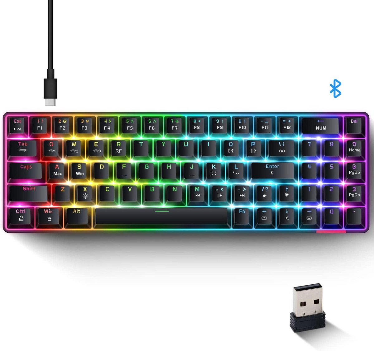Bluetooth Mechanisch Toetsenbord met RGB Verlichting - Hot Swappable Programmable