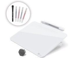 TOWON Glas Mini Whiteboard Ezel Pad Set, A5 Bureau Whiteboard Kantoor Accessoires met Pen