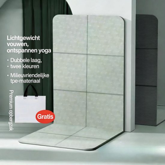 Gsedaox-Gymmat-Yogamat-Yogamat Opvouwbaar-Folding Yoga Travel Pilates Mat Foldable Easy to Carry to Class Beach Park-Groen