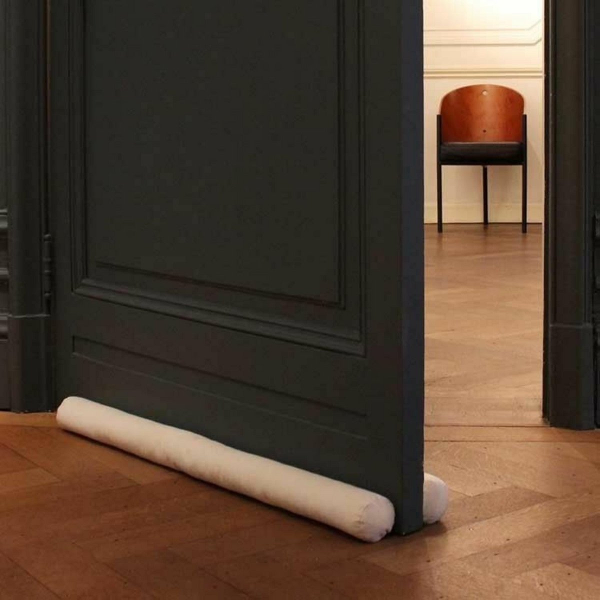 Dubbele tochtstopper 70 cm - Deurafdichting tegen wind en geluid - Beige en rond