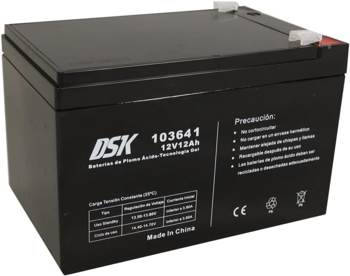 Oplaadbare Batterij - AGM Accu - Noodstroom Toepassingen - Hoge Ontlading - 12 V 12 Ah - Zwart