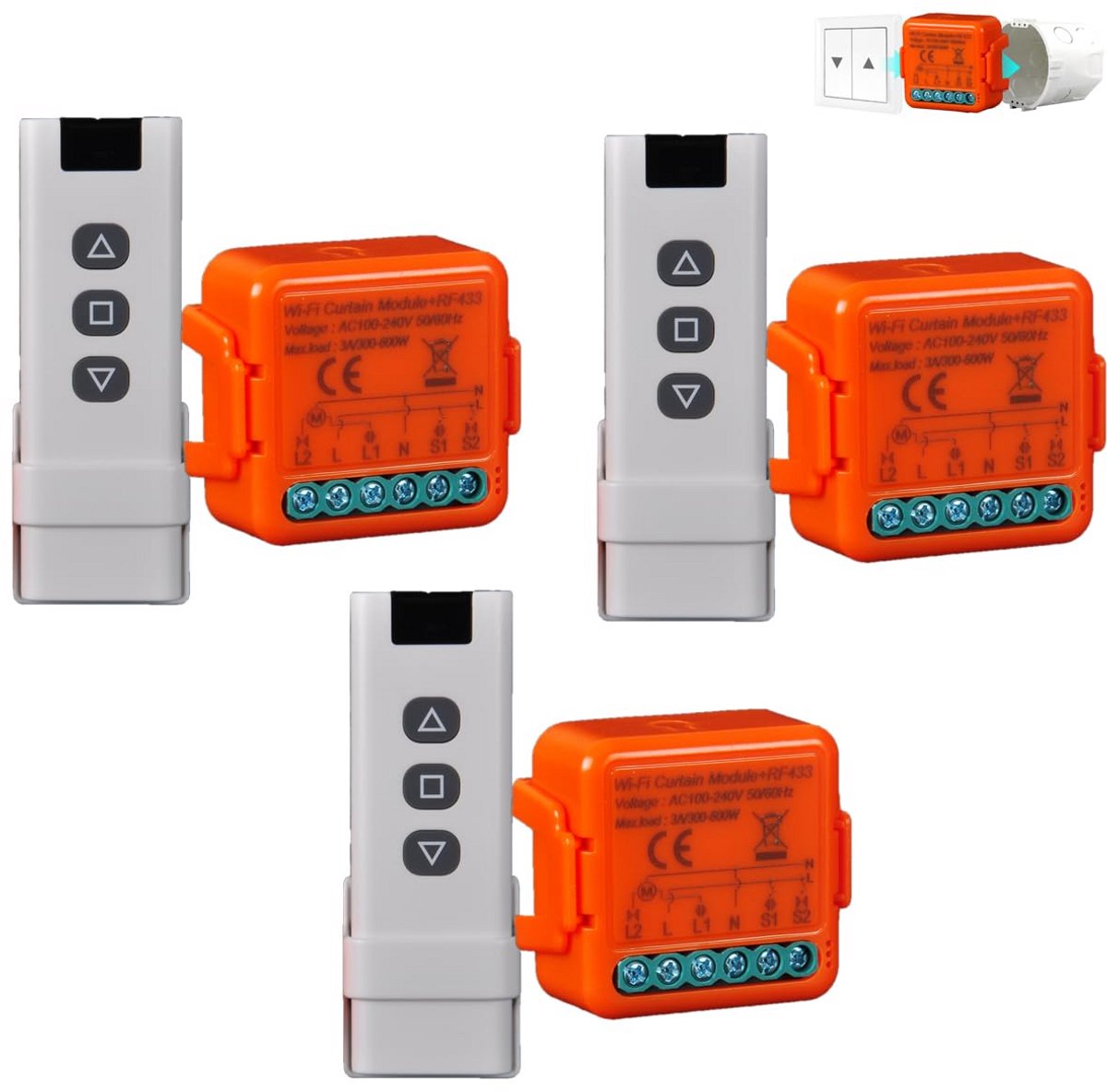 Draadloze RF-rolluikschakelaar met Afstandsbediening en WLAN-Integratie voor Slimme Huizen