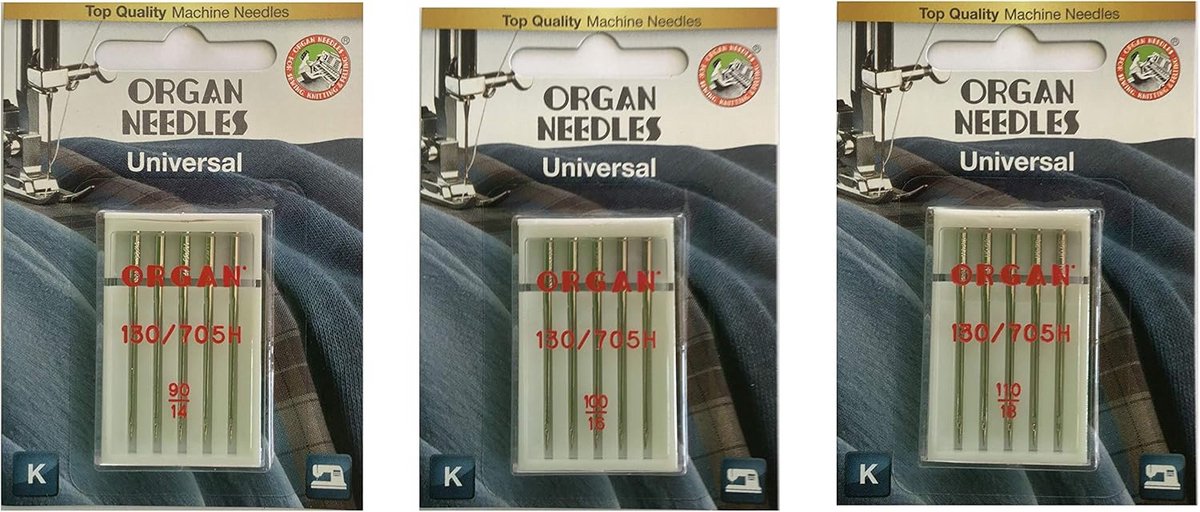 Set van 15 Universele Verstevigde Naaimachine Naalden voor Dikke Stoffen (Denim & Leer)