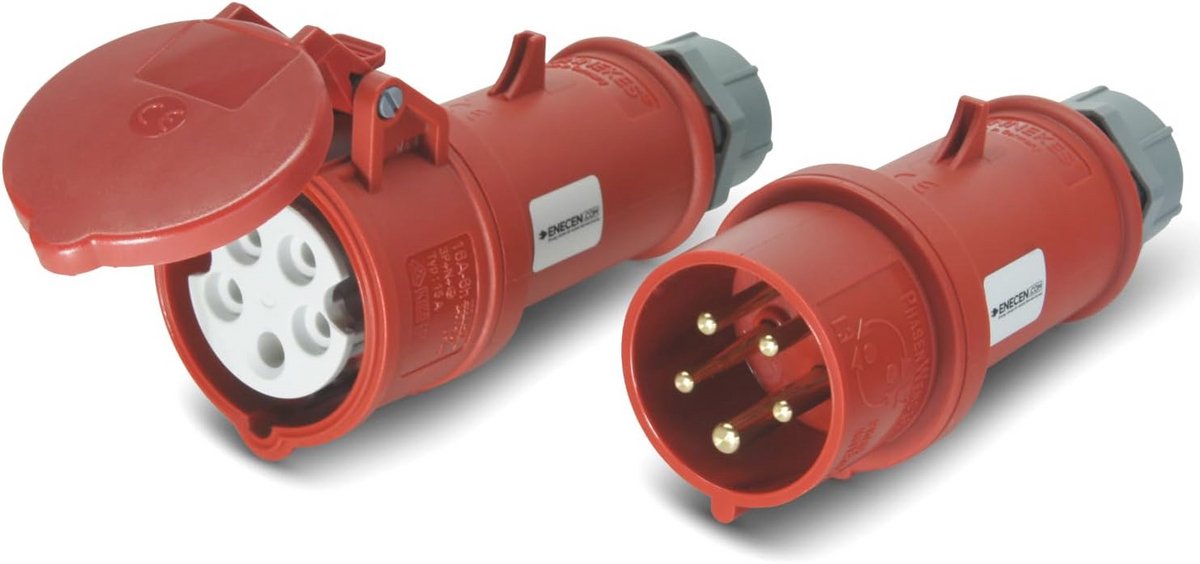 CEE-stekker en koppeling set 400V/16A 5p IP44 met fasespatel