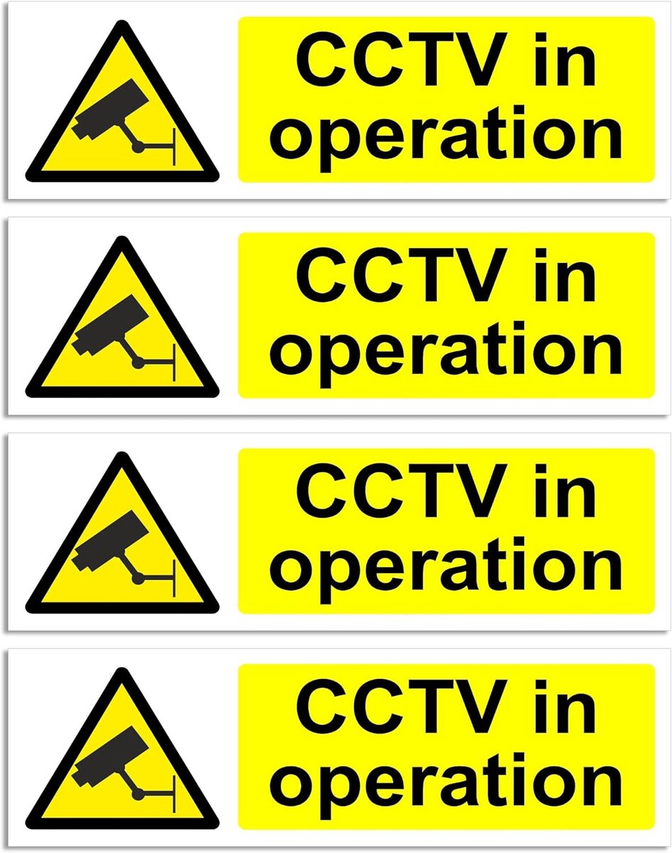 CCTV In Operatie Teken - 4 Stuks Veiligheidsborden voor Beveiliging