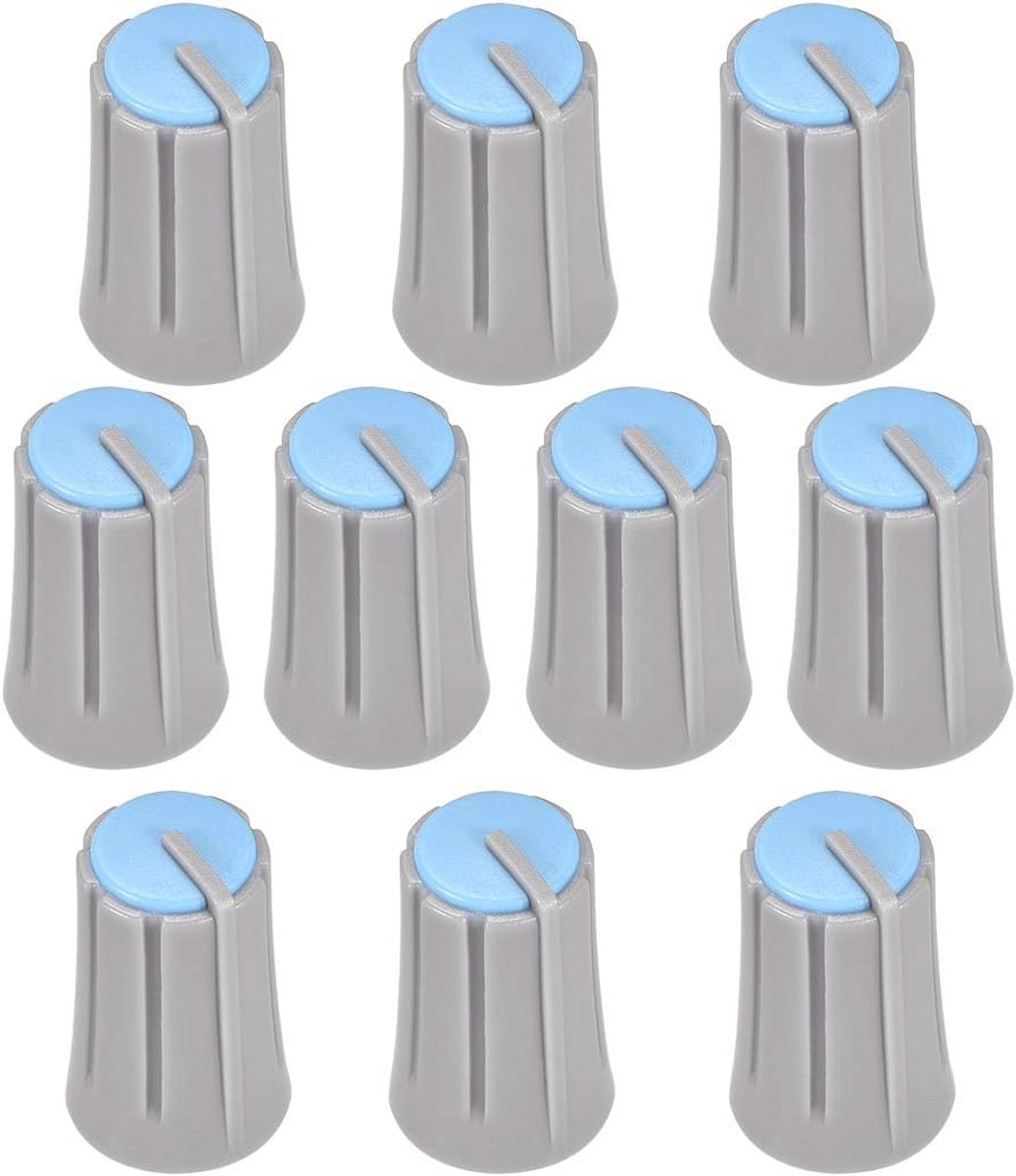 10 Stuks D Type Potentiometer Knoppen voor Volumeregelaar 6 mm - Grijs Blauw