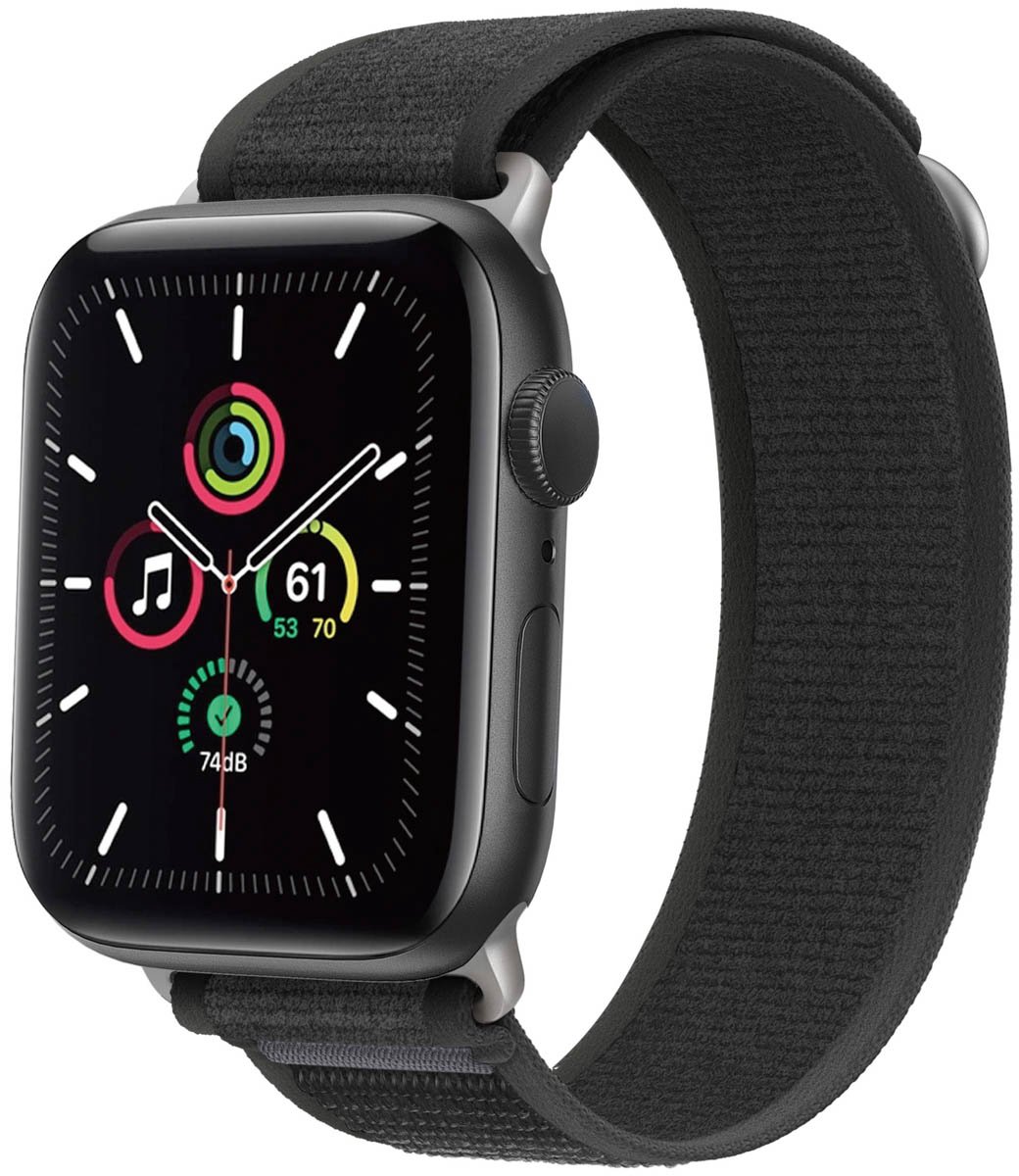 iMoshion Nylon Trail bandje geschikt geschikt voor Apple Watch Series 1 / 2 / 3 / 4 / 5 / 6 / 7 / 8 / 9 / SE - 38 / 40 / 41 mm - Pure Black