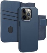 Accezz Hoesje - Geschikt voor Apple iPhone 14 Pro - Leather Bookcase 2-in-1 geschikt voor MagSafe - Nightfall Blue
