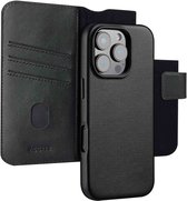 Accezz Hoesje - Geschikt voor Apple iPhone 16 Pro Max - Leather Bookcase 2-in-1 geschikt voor MagSafe - Black