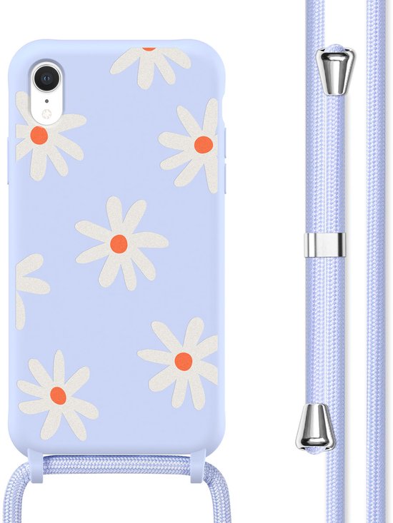 Étui imoshion adapté à l'étui iPhone Xr avec cordon - étui design en Siliconen imoshion avec cordon - Distance de fleur multicolore / lilas