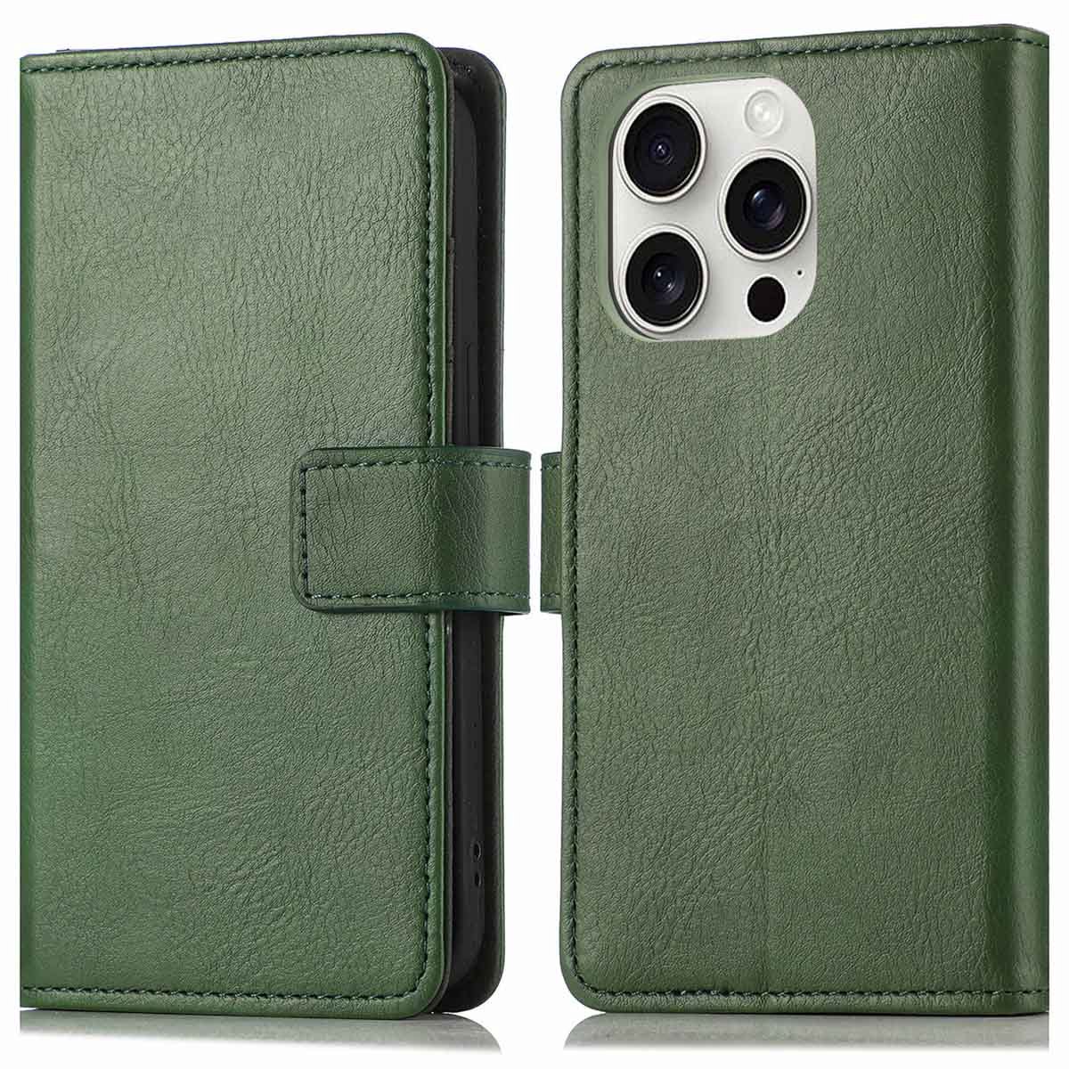 imoshion Hoesje - Geschikt voor Apple iPhone 16 Pro Max - Luxe Bookcase - Groen