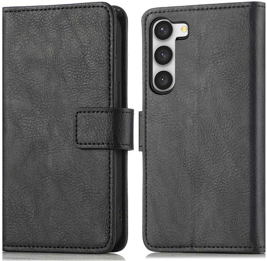 Samsung Galaxy S23 hoesje zwart bookcase kunstleer met pasjeshouder, briefgeldvak, standaard en magneetsluiting