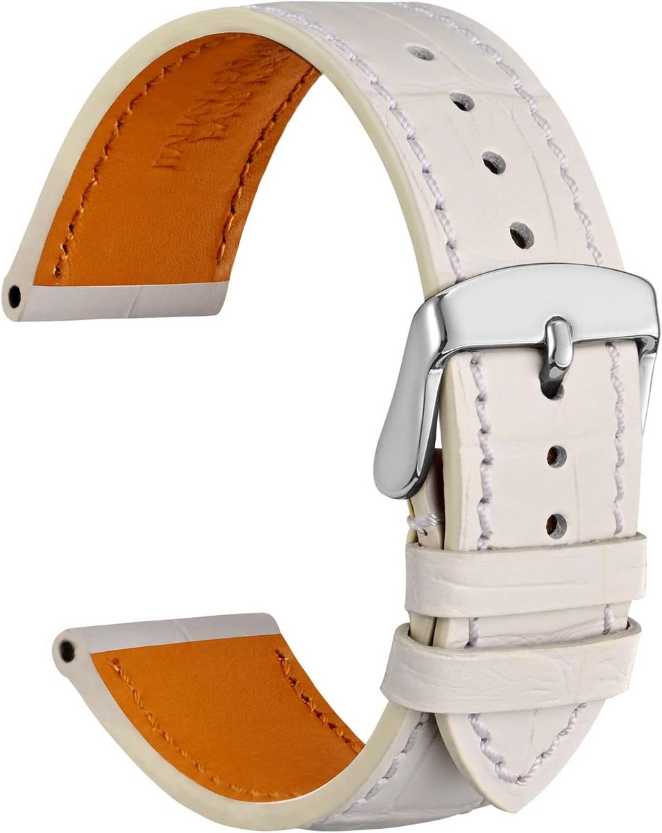 Alligator Geëmbossede Koeienhuid Horlogeband met RVS Gesp - Vervangbare Straps 18mm tot 22mm