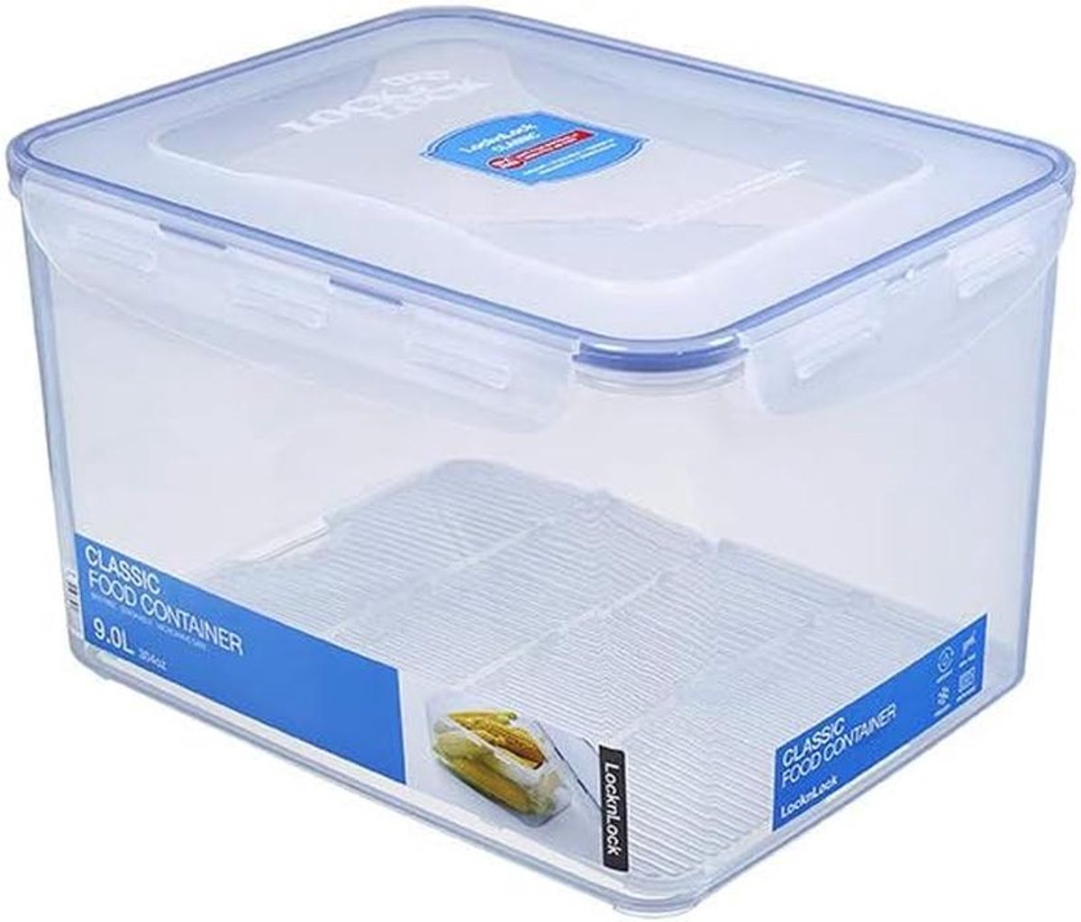 Rechthoekige Opbergbak - Helder/Blauw, 9 l, Multifunctionele Voedselcontainer