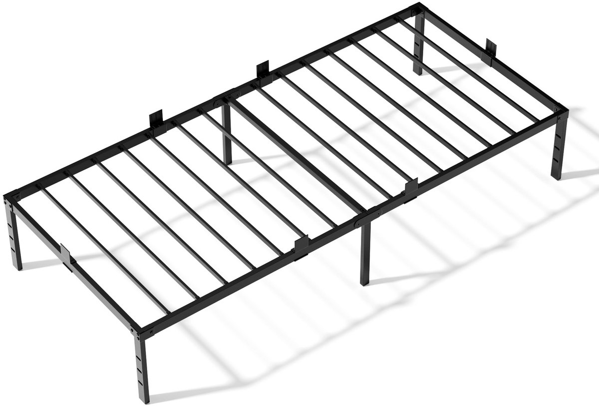 CECIPA heavy duty metalen bedframe - Metalen Bed 90x200 cm Zwart - Eenpersoonsbed Met Lattenbodem en 32 cm Opbergruimte - Voor 1 personen - Draagkracht 200 kg