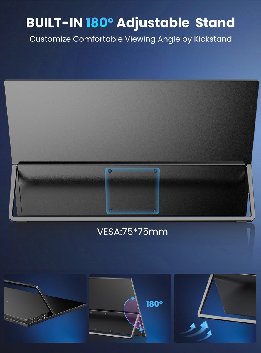UPERFECT 17.3" Gaming Monitor 2K QHD 2560x1440 144Hz IPS 5ms 100% sRGB VESA USB-C HDMI voor PS5 PC MacBook - Afbeelding 2