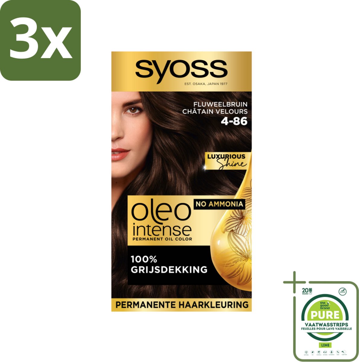 Syoss Oleo Intense - Haarverf - 4-86 - Fluweel Bruin - 115ml x 3