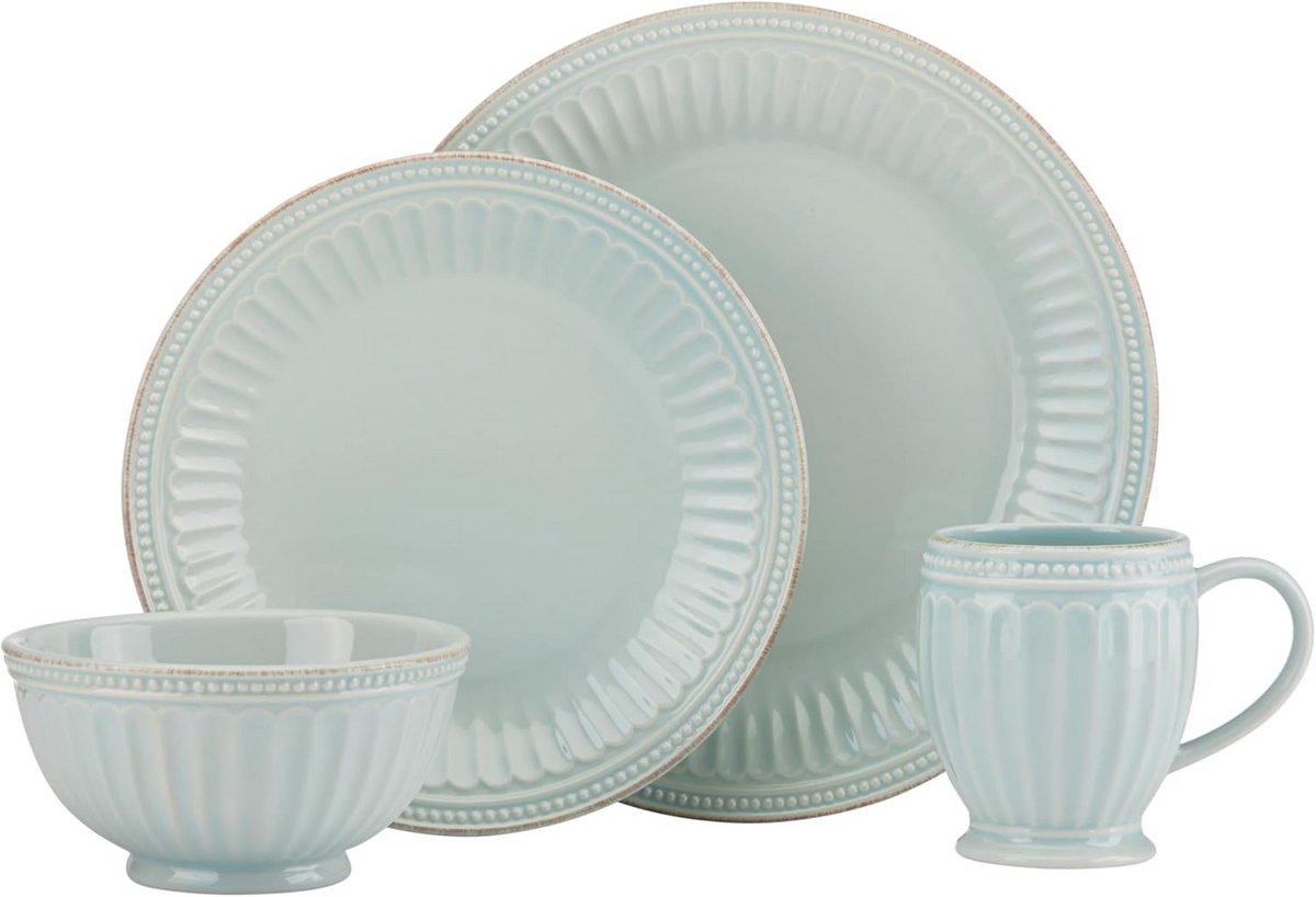 Luxe 4-delig Bordenset - IJsblauw - Servies voor Vier Personen