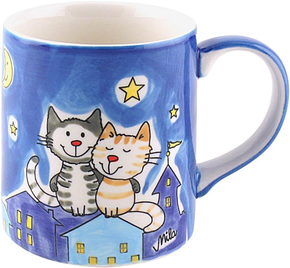 Keramische Beker met Nachtkatten Design - Ideaal voor Koffie of Thee