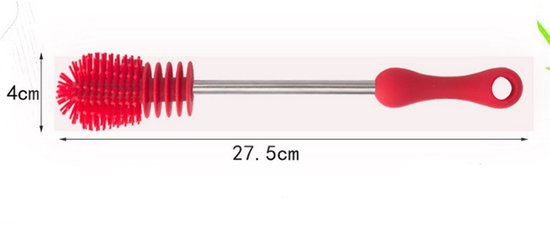 Multifunctionele siliconen flessenborstel - Siliconen flessenborstel met lange steel - Babyflessenborstel - Rood - Siliconen reinigingsborstel - met antisliphandvat — afbeelding 3