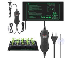 Apritsce Verwarmingsmat voor planten met thermostaat, 52 x 25 cm, 50 W, reptiel Dragon temperatuur-verwarmingskussen, warmtemat voor zaailingen, kieming, plantengroei