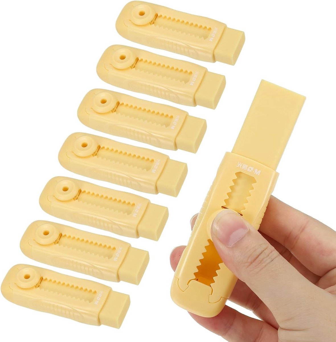 Allecta - Set van 8 stuks gummen voor potloodschetsen en tekenaars - Gele gummen push en pull - Zachte en duurzame gummen - Gemakkelijk schoon te maken