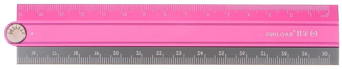 Allecta - Opvouwbare liniaal 30 cm - metrische aluminium legering - met hoek - geometrisch - meetgereedschap - kinderen architecten - studio klaslokaal - kantoor - warm roze