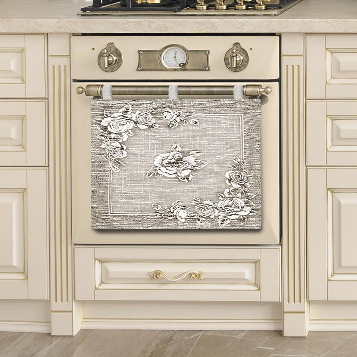 Universele ovenhoes voor keuken - Jacquard, Chenille, Klassiek Beige, Duurzaam