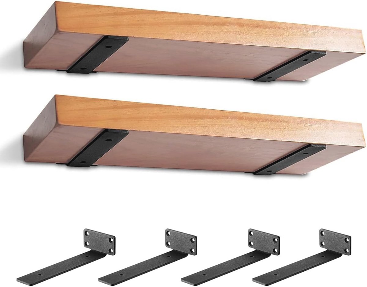 Zware Plankbeugels voor Wandplanken - Set van 4 - 8 Inch Lange Onzichtbare Steunbeugels