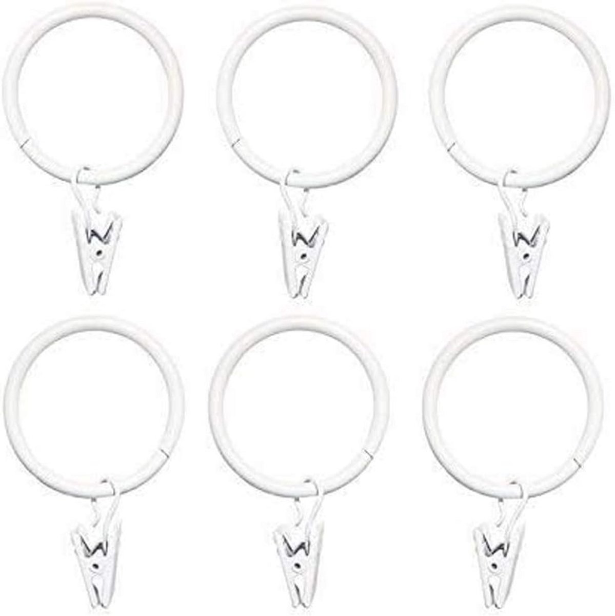 Witte Metalen Gordijnringen met Clips - 20 Stuks - Decoratieve Roestvrije Gordijnringen voor Zware Gordijnen